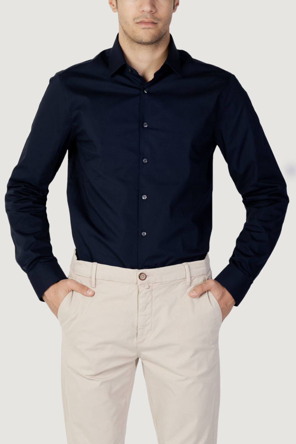 Camicia manica lunga Calvin Klein POPLIN STRETCH SLIM Blu - Foto 1