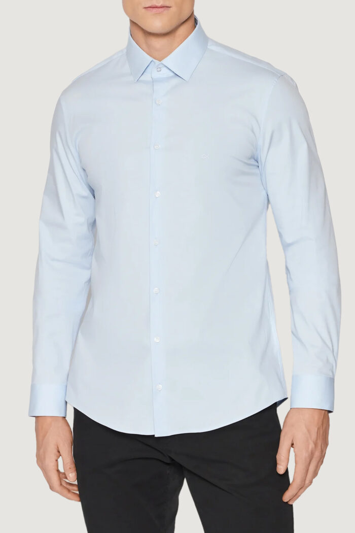 Camicia manica lunga Calvin Klein POPLIN STRETCH SLIM Celeste – 102830