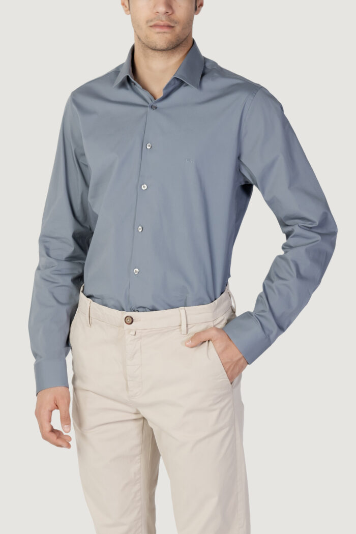 Camicia manica lunga Calvin Klein POPLIN STRETCH SLIM Grigio – 102830