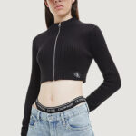 Cardigan Calvin Klein Jeans BADGE CROPPED ZIP-TH Nero - Foto 1