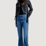 Giacchetto Calvin Klein Jeans FAUX LEATHER CROP BI Nero - Foto 4