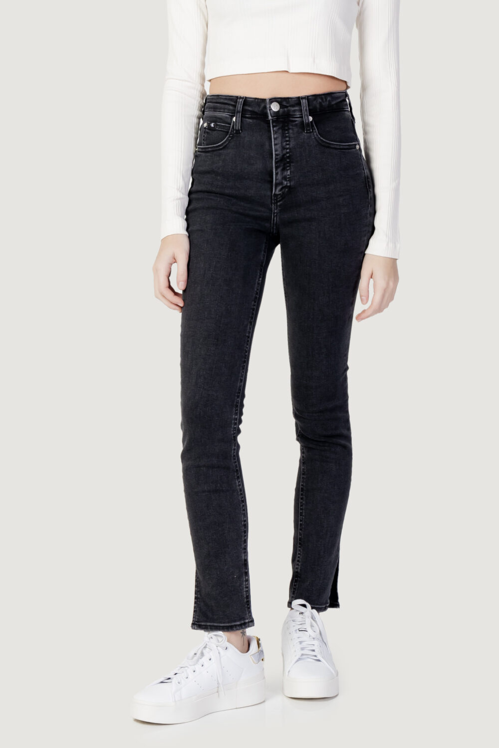 Jeans slim Calvin Klein Jeans HIGH RISE SKINNY Nero - Foto 1