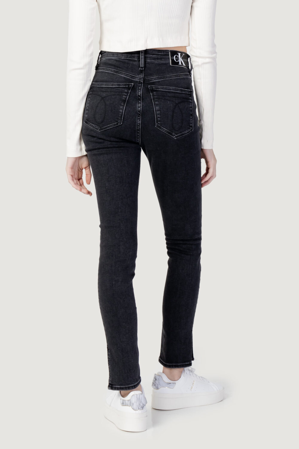 Jeans slim Calvin Klein Jeans HIGH RISE SKINNY Nero - Foto 3