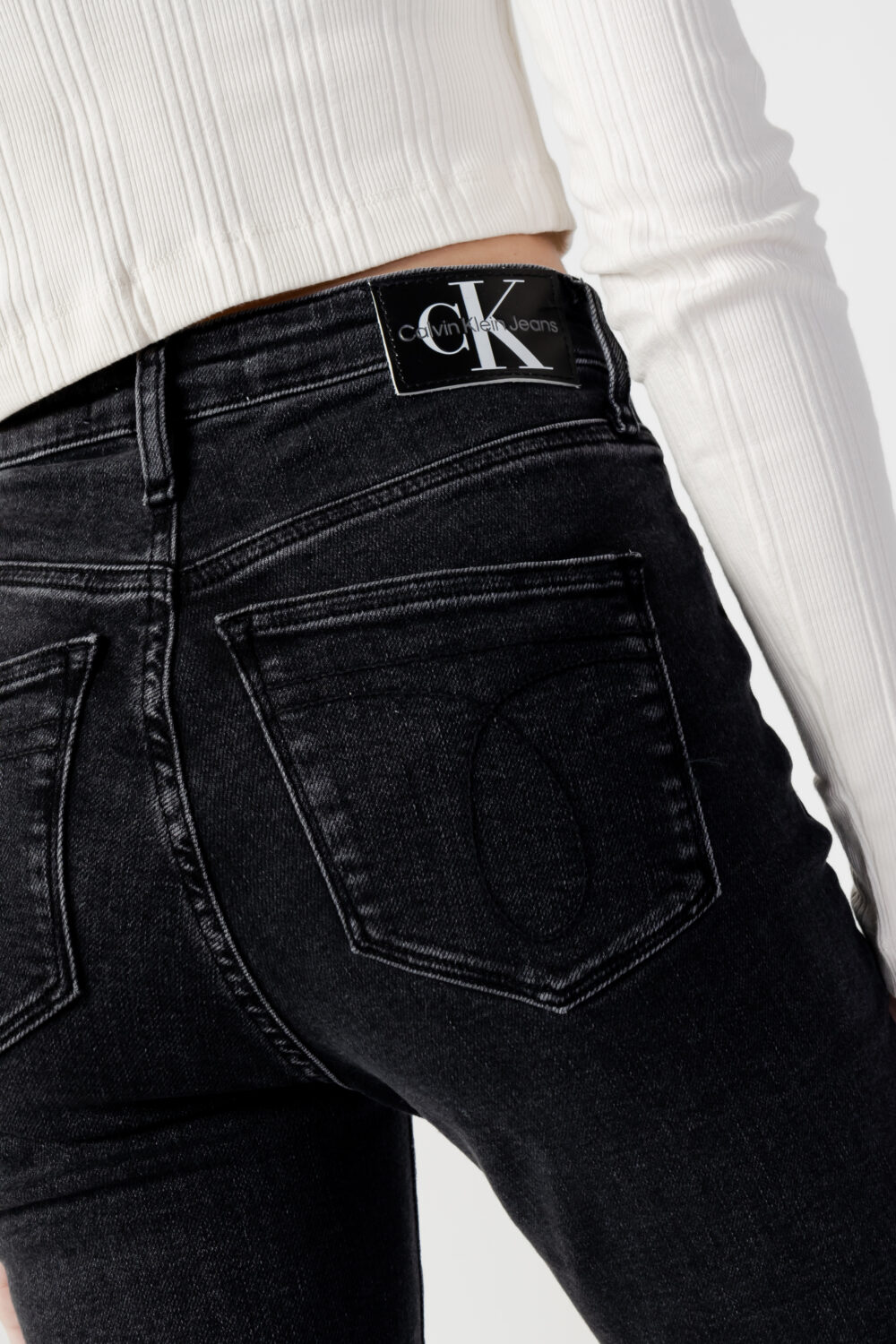 Jeans slim Calvin Klein Jeans HIGH RISE SKINNY Nero - Foto 4