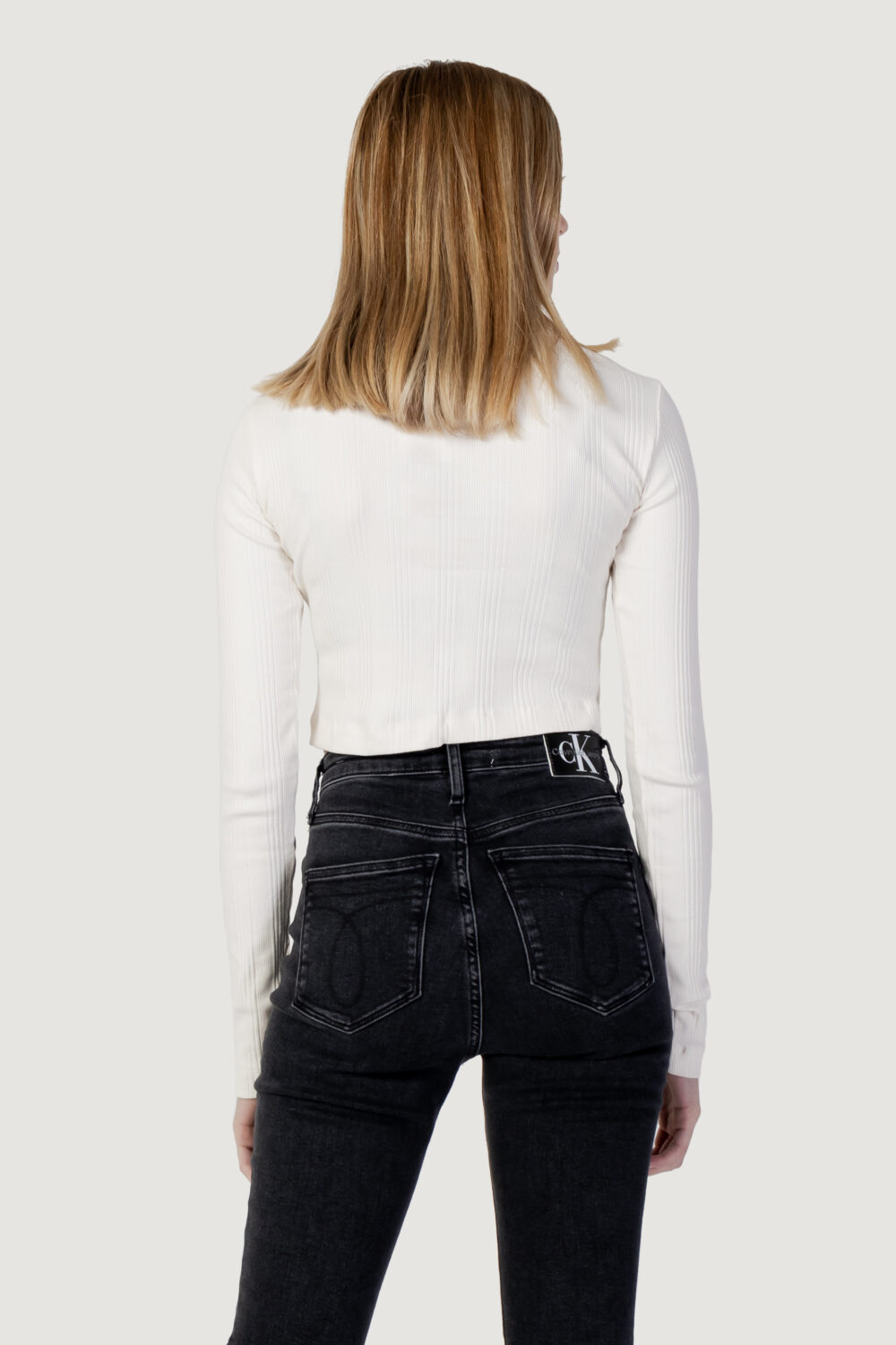 Maglia Calvin Klein Jeans BADGE POLO COLLAR LO Panna - Foto 3