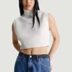 Maglione Calvin Klein Jeans BADGE CROPPED HIGH N Panna - Foto 1