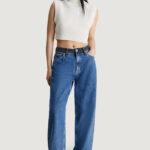 Maglione Calvin Klein Jeans BADGE CROPPED HIGH N Panna - Foto 3