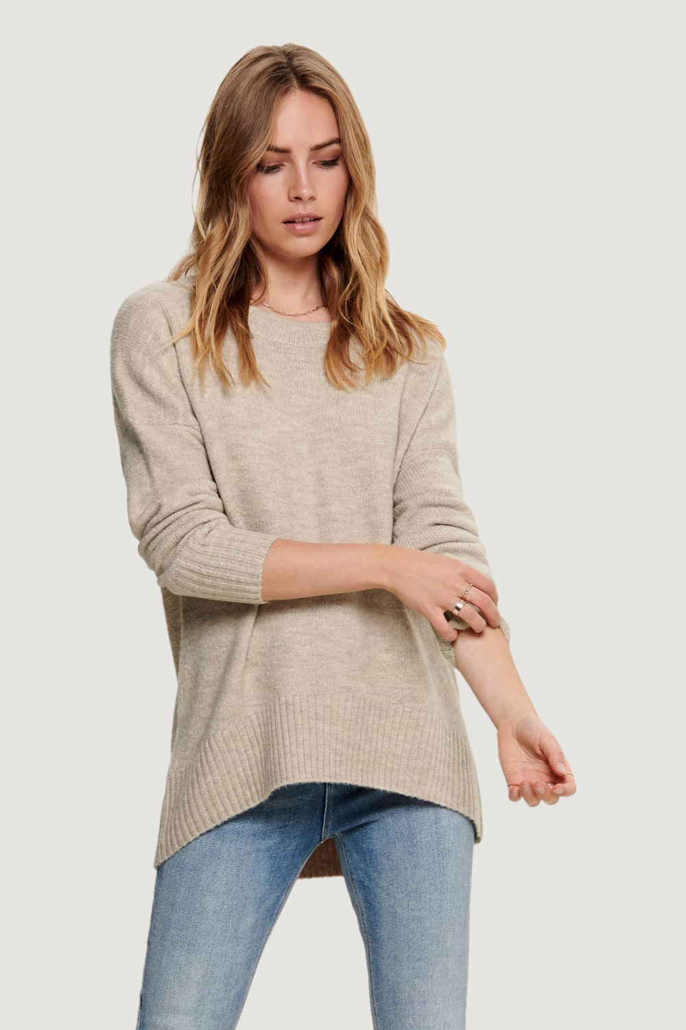 Maglione Only ONLNANJING L/S PULLOVER KNT NOOS Beige - Foto 1