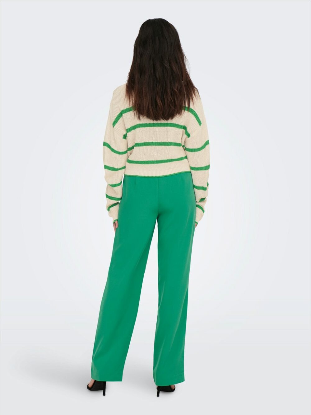 Pantaloni a palazzo Only ONLLANA-BERRY MID STRAIGHT TLR NOOS Verde - Foto 3