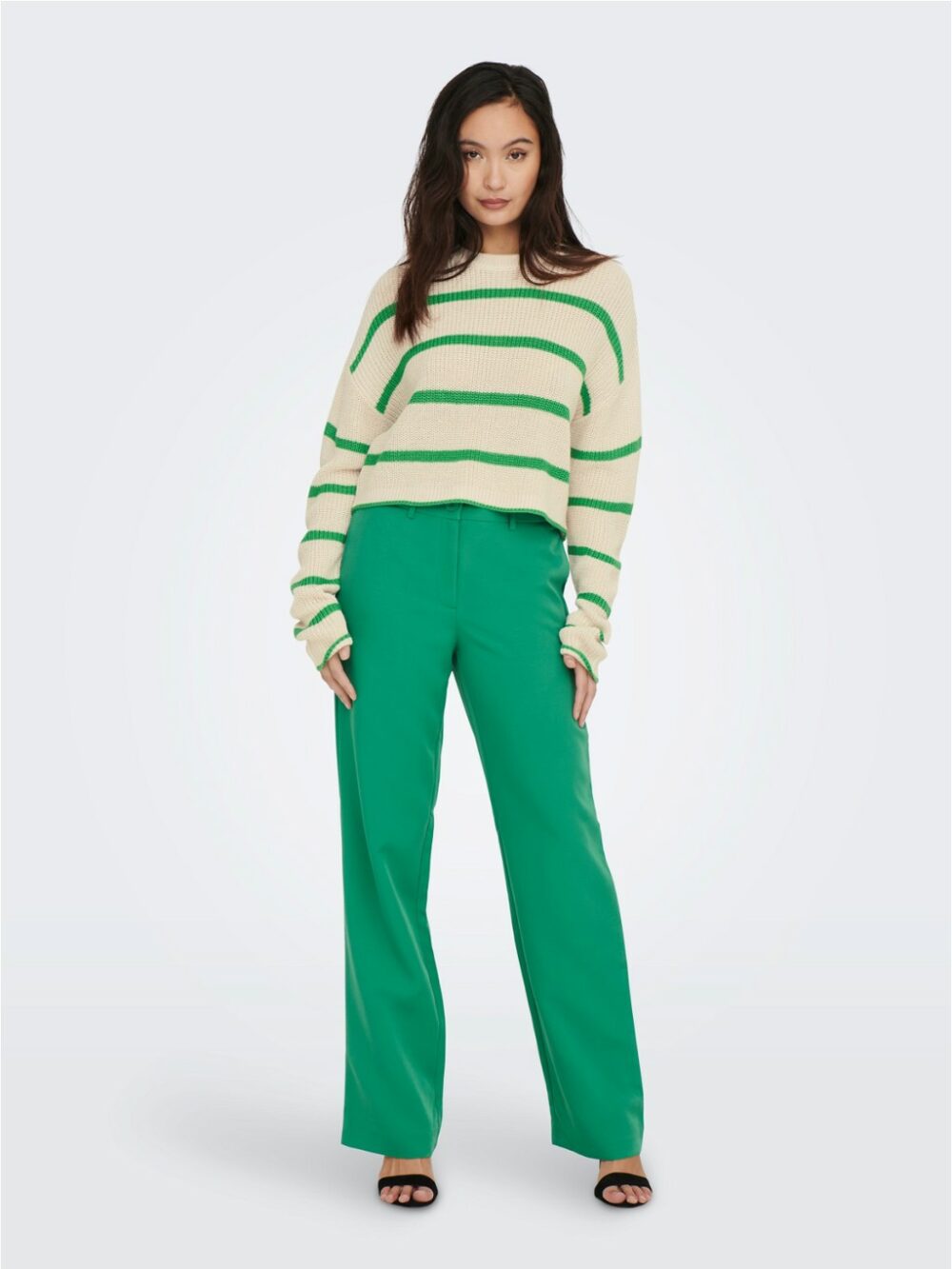 Pantaloni a palazzo Only ONLLANA-BERRY MID STRAIGHT TLR NOOS Verde - Foto 4