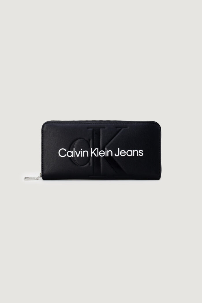 Portafoglio grande Calvin Klein SCULPTED ZIP AROUND MONO Nero