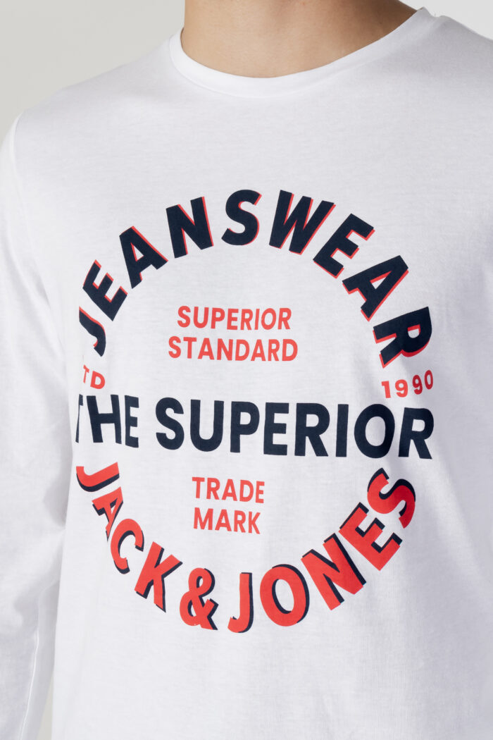 T-shirt manica lunga Jack Jones ANDY TEE LS CREW NECK Bianco – 102381