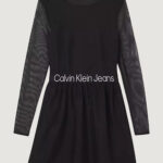 Vestito corto Calvin Klein Jeans MESH LOGO ELASTIC DR Nero - Foto 2