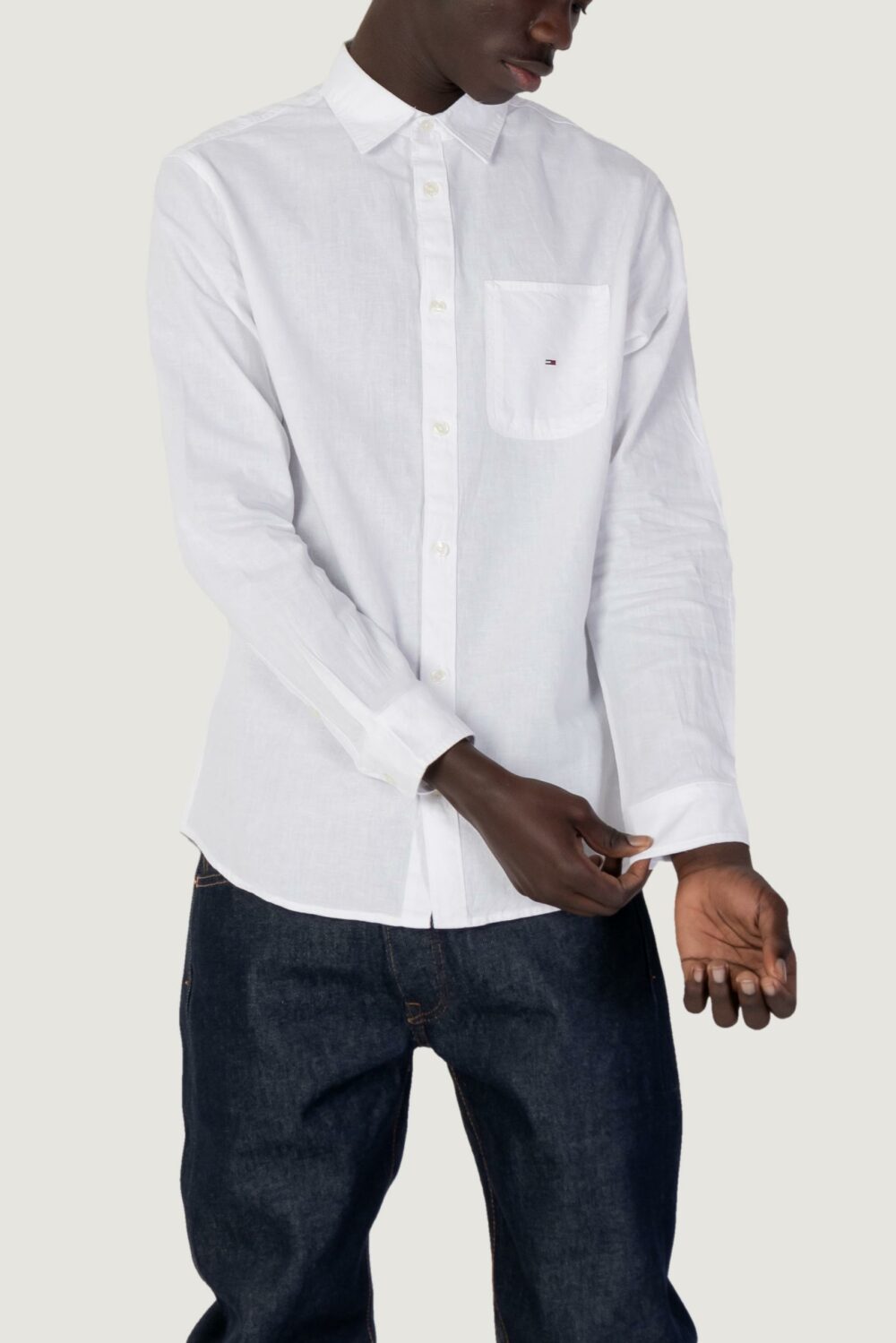 Camicia manica lunga Tommy Hilfiger Jeans TJM SOLID LINEN BLEN Bianco - Foto 1