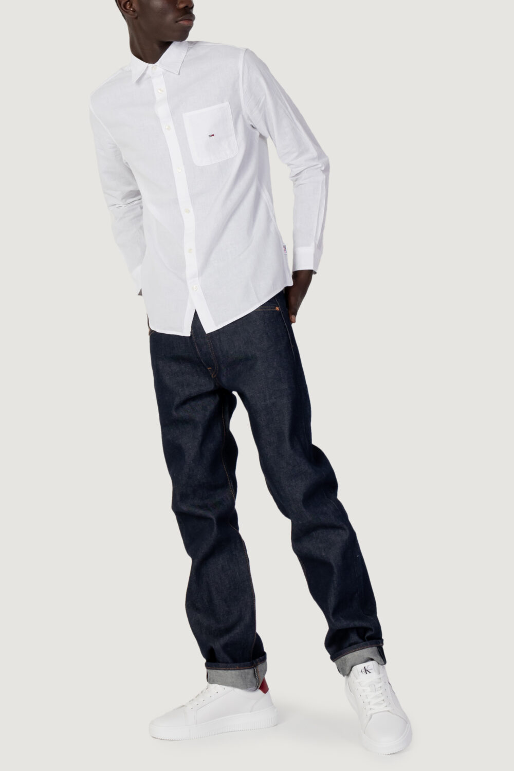 Camicia manica lunga Tommy Hilfiger Jeans TJM SOLID LINEN BLEN Bianco - Foto 5