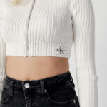 Cardigan Calvin Klein Jeans BADGE CROPPED ZIP-TH Panna - Foto 2