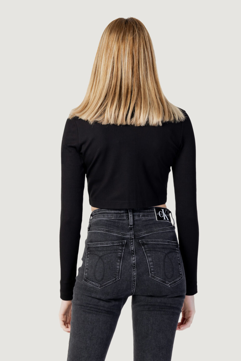 Felpa senza cappuccio Calvin Klein Jeans SHORT MILANO ZIP-THR Nero - Foto 3