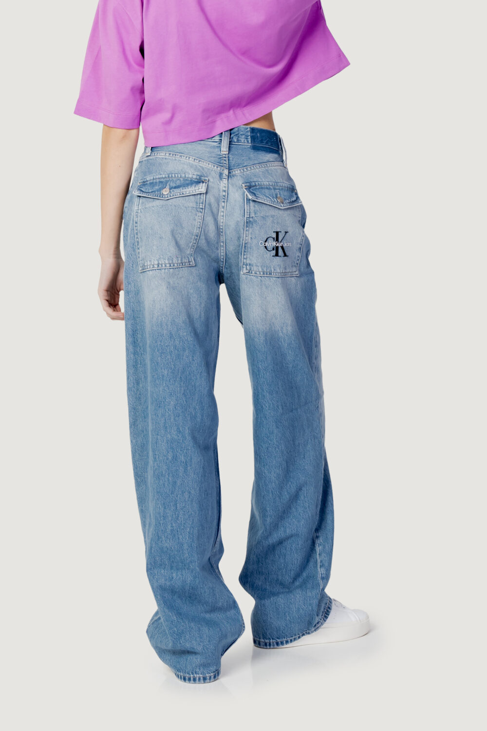 Jeans larghi Calvin Klein Jeans HIGH RISE RELAXED Denim chiaro - Foto 4
