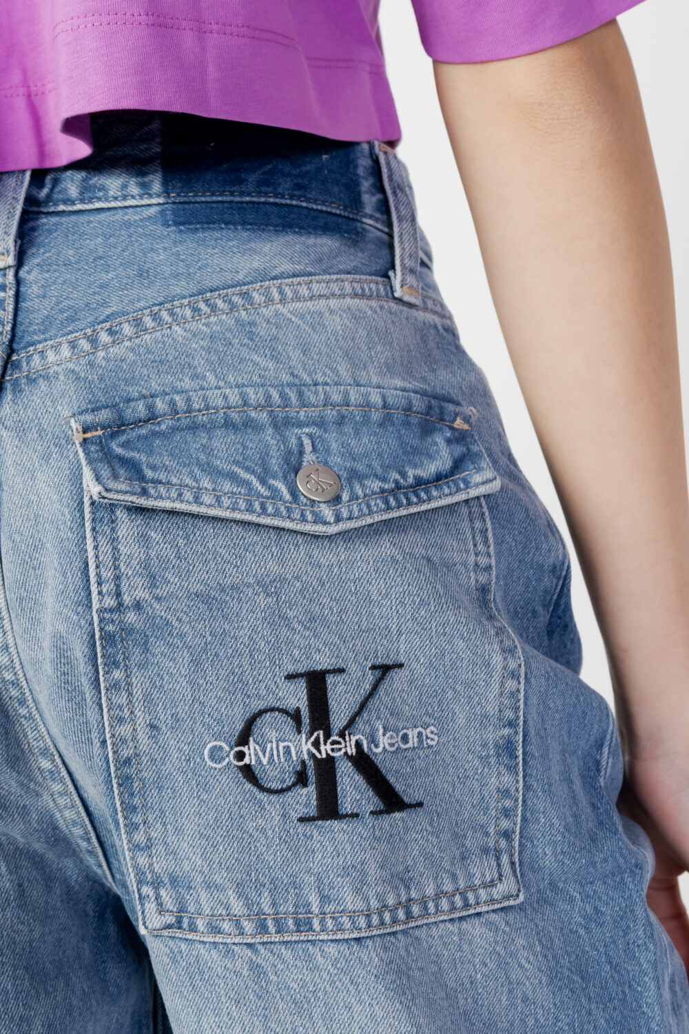 Jeans larghi Calvin Klein Jeans HIGH RISE RELAXED Denim chiaro - Foto 5
