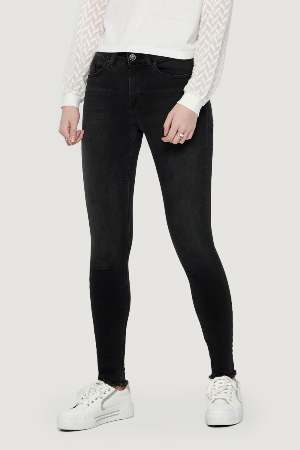 Jeans skinny Only BLUSH LIFE MID ANK RAW REA1099 NOOS Nero - Foto 1