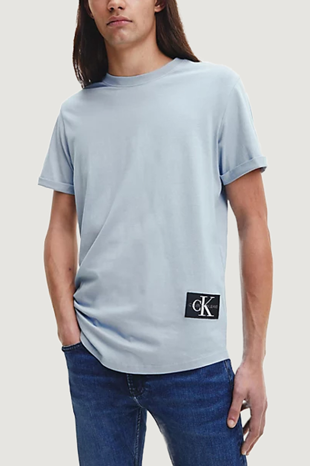 T-shirt Calvin Klein Jeans BADGE TURN UP SLEEVE Blu - Foto 1