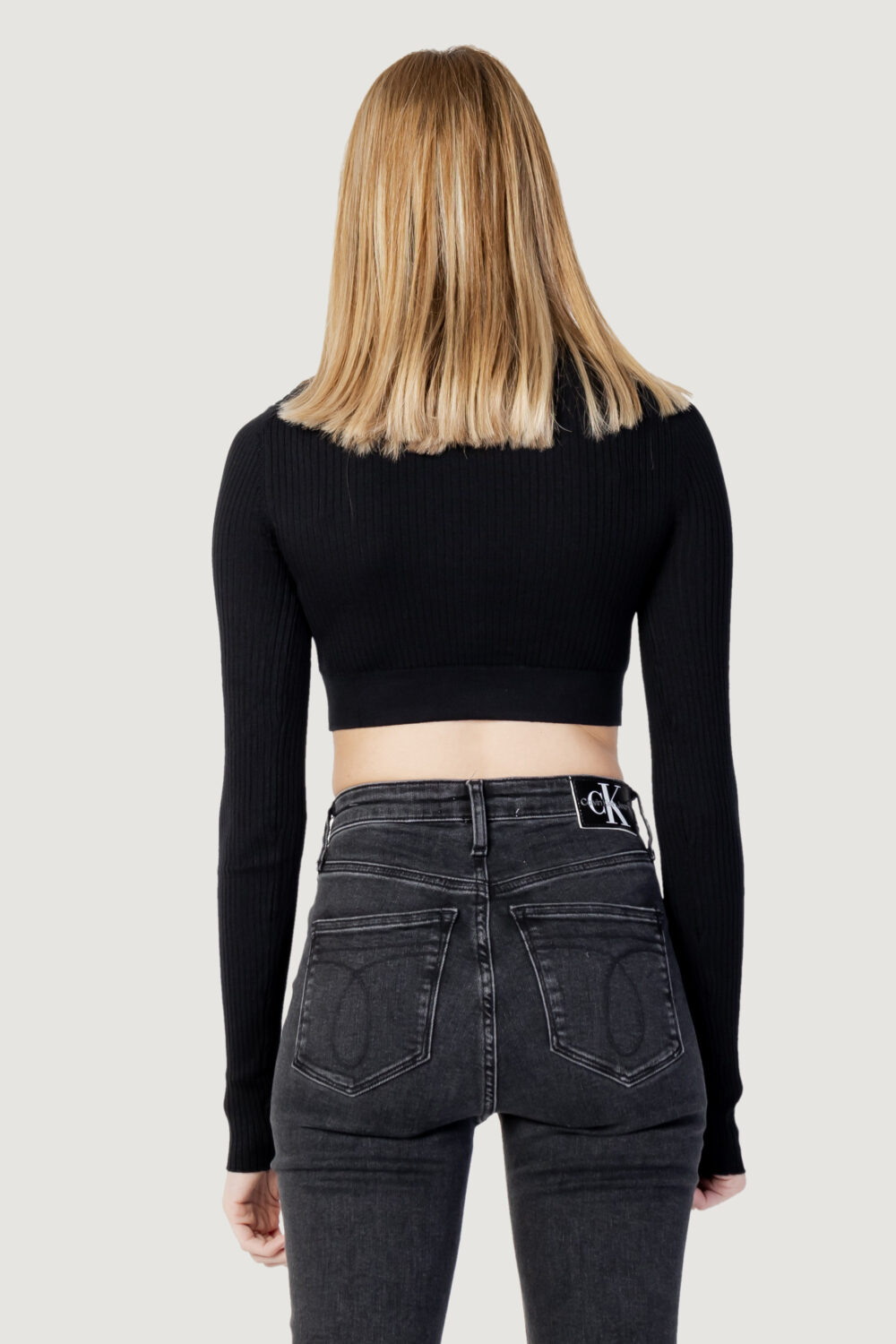 Maglia Calvin Klein Jeans CUT OUT NECKLINE SWE Nero - Foto 4