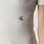 Maglia Calvin Klein Jeans SHINY RIB HIGH NECK Panna - Foto 2