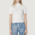 Maglia Calvin Klein Jeans SHINY RIB HIGH NECK Panna - Foto 5