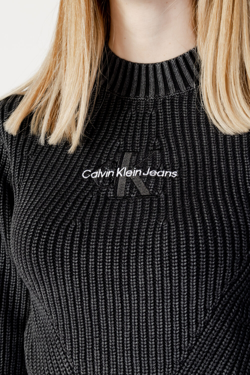 Maglione Calvin Klein Jeans WASHED MONOLOGO SWEA Nero - Foto 2