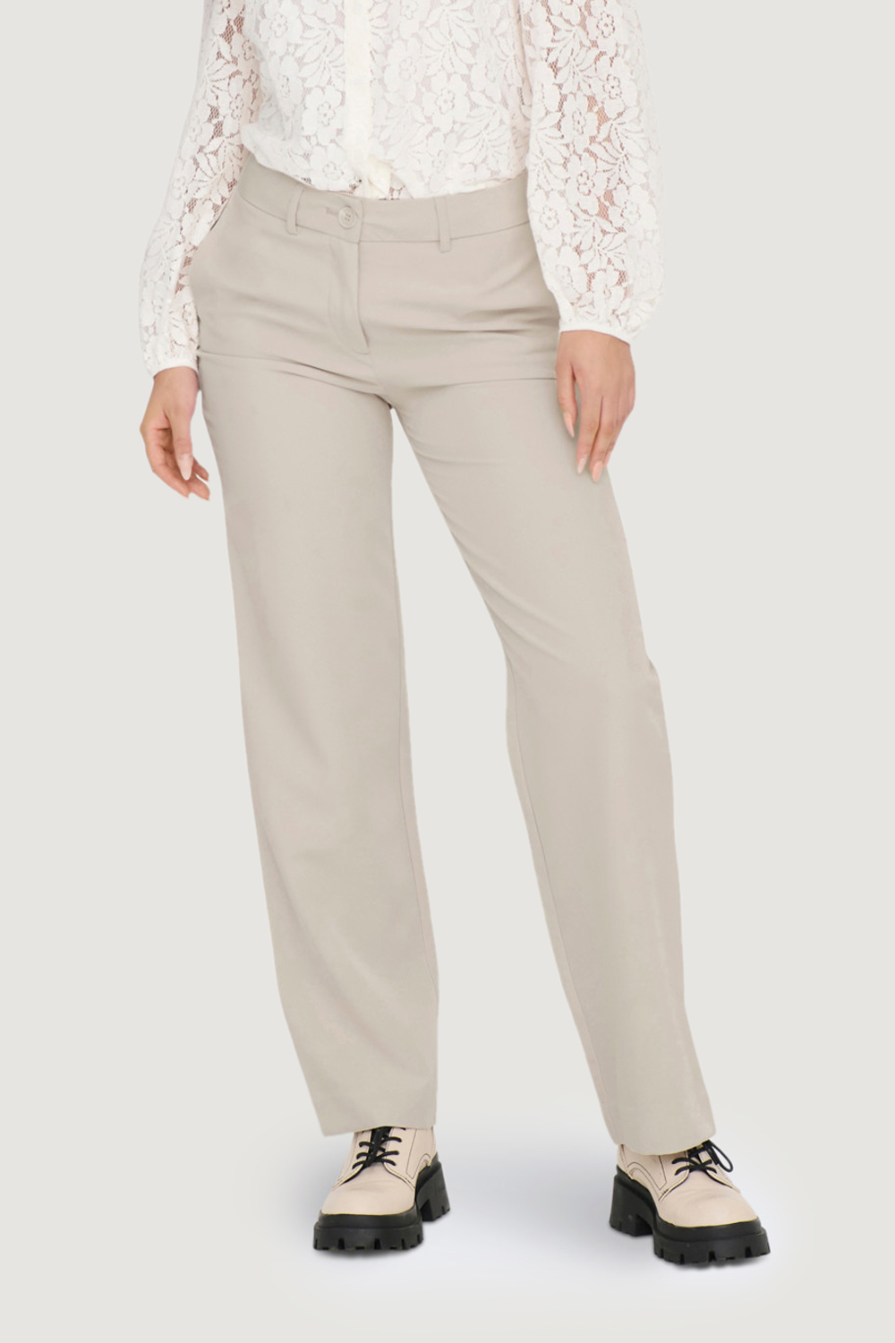 Pantaloni a palazzo Only ONLLANA-BERRY MID STRAIGHT TLR NOOS Beige chiaro - Foto 1