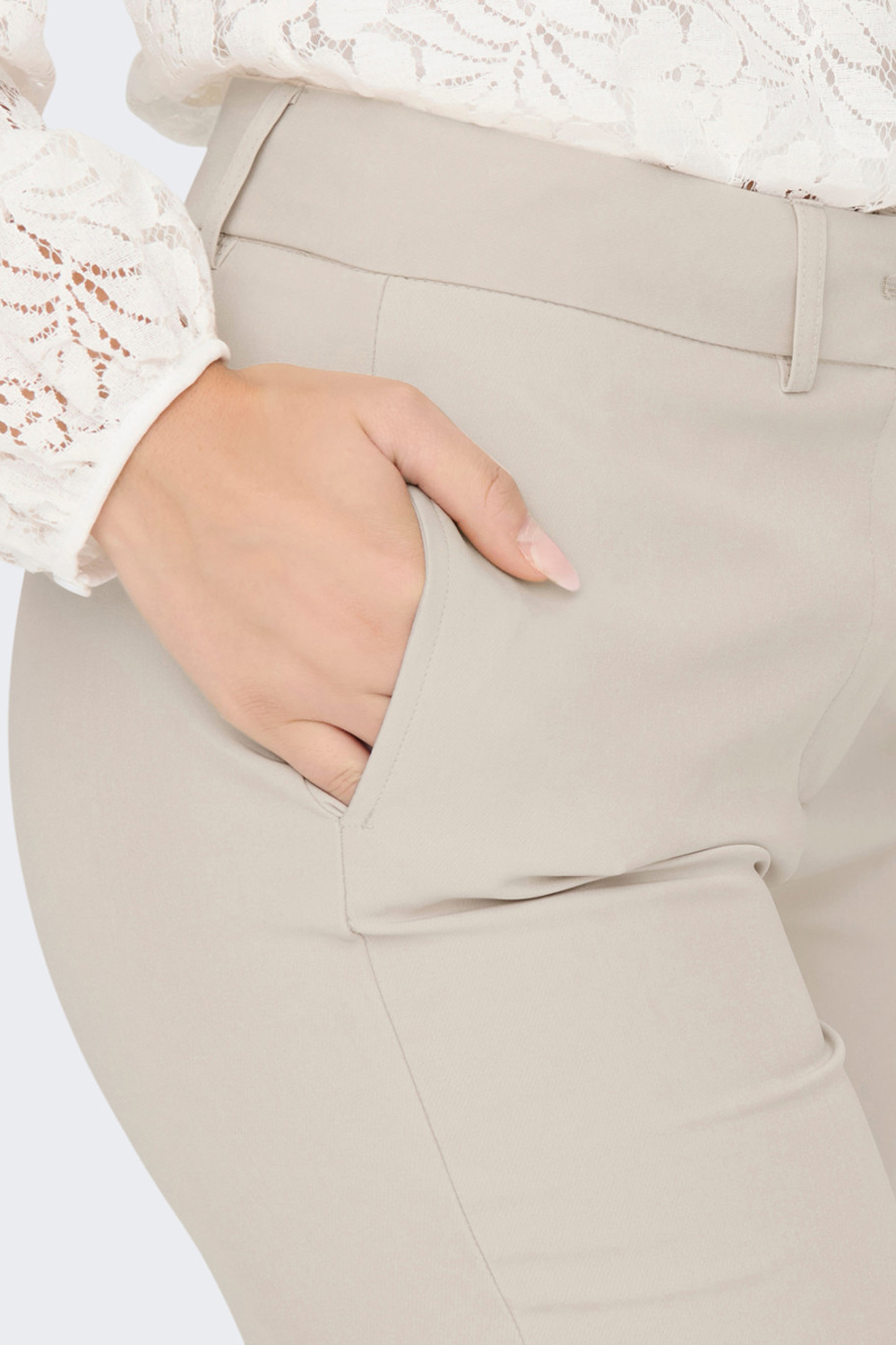 Pantaloni a palazzo Only ONLLANA-BERRY MID STRAIGHT TLR NOOS Beige chiaro - Foto 2