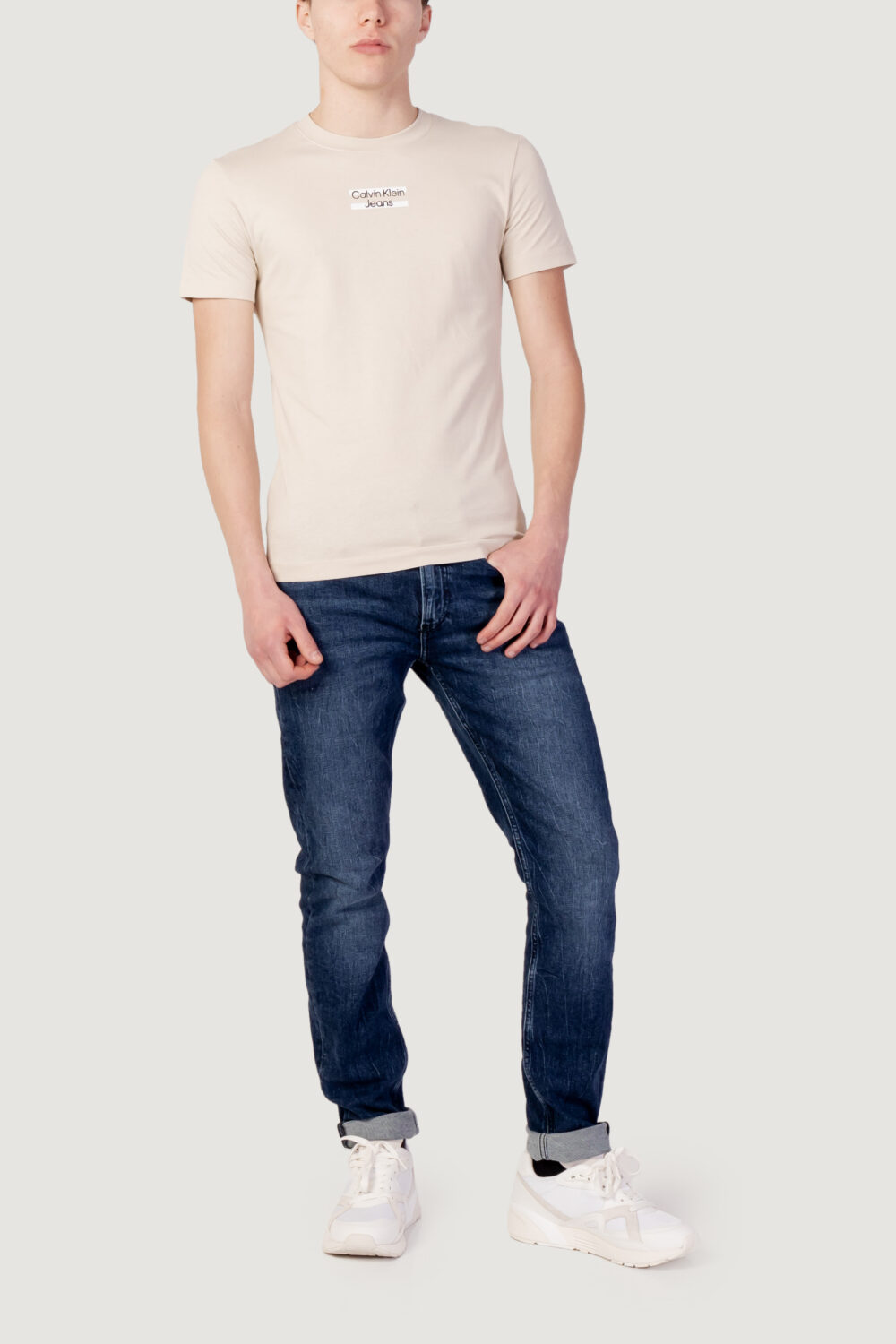 T-shirt Calvin Klein Jeans TRANSPARENT STRIPE L Beige - Foto 5