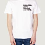 T-shirt Calvin Klein Jeans BLURRED ADDRESS LOGO Bianco - Foto 4