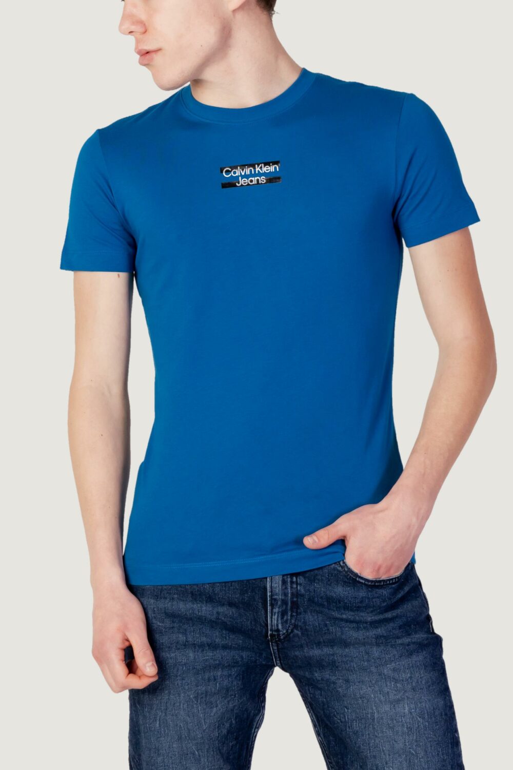 T-shirt Calvin Klein Jeans TRANSPARENT STRIPE L Blu - Foto 1