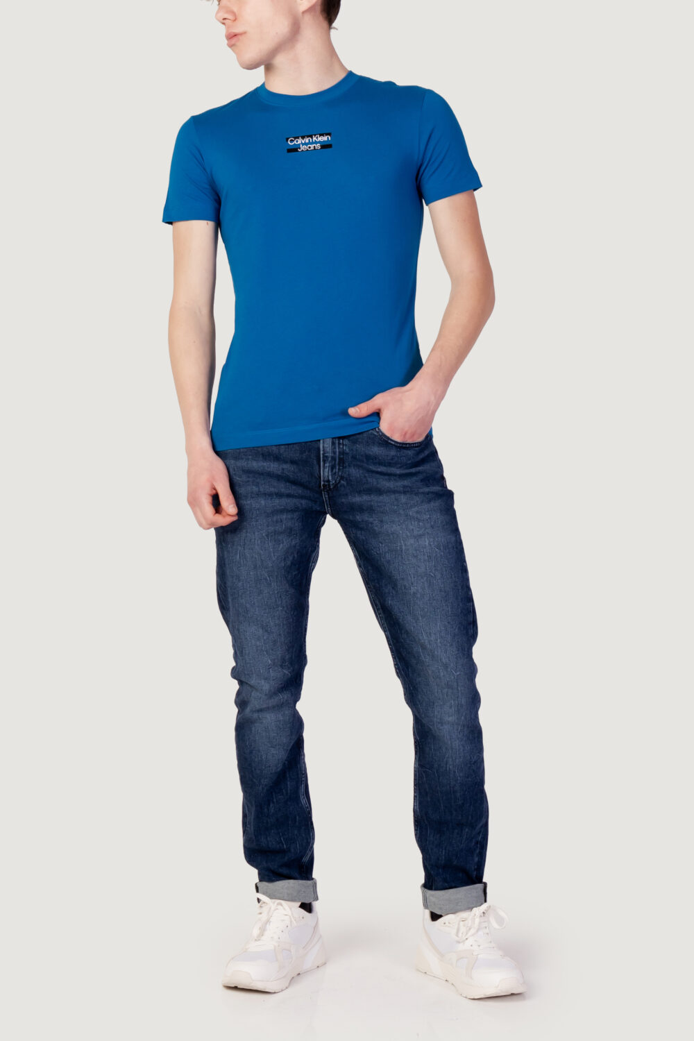 T-shirt Calvin Klein Jeans TRANSPARENT STRIPE L Blu - Foto 5