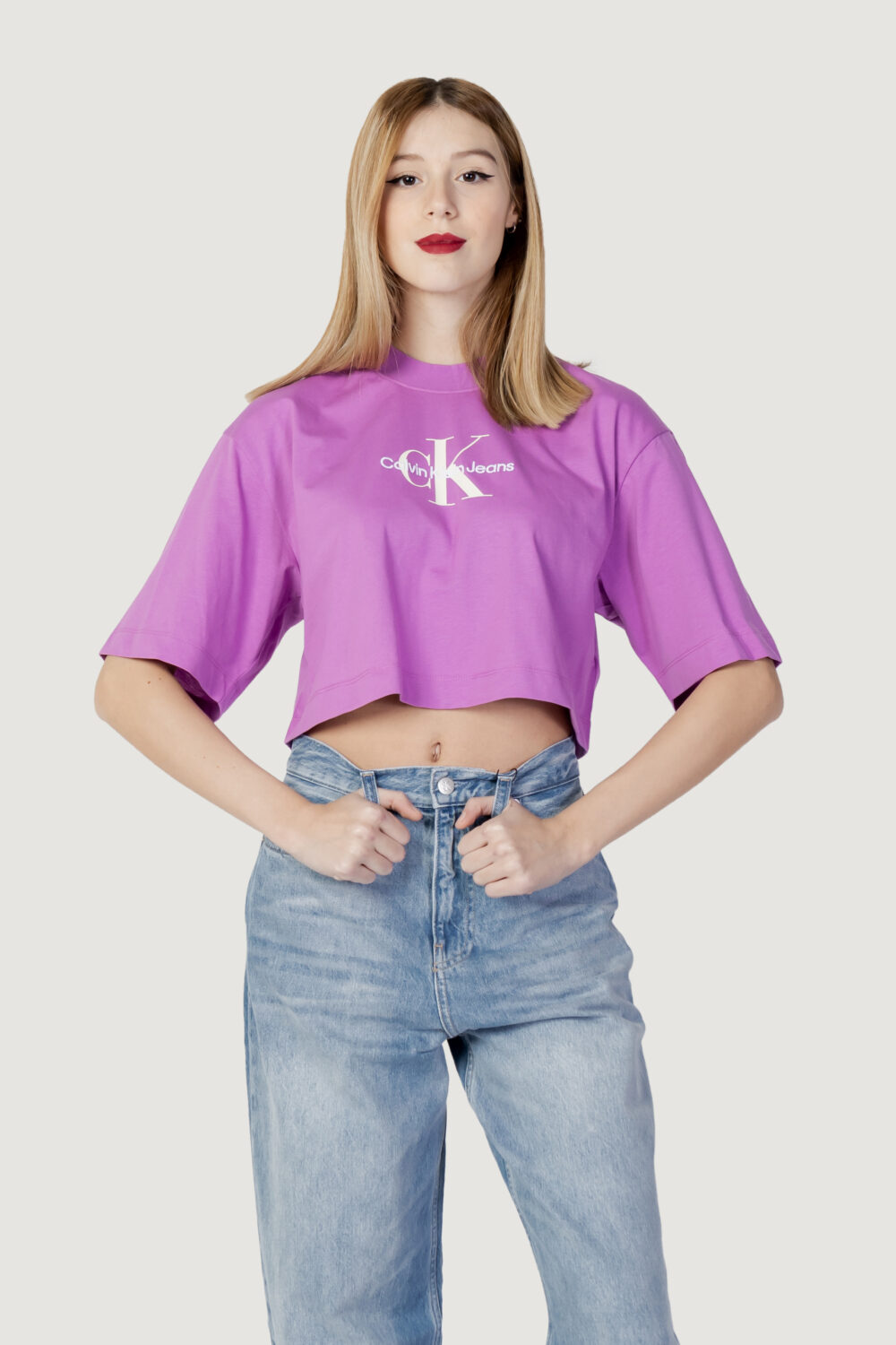 T-shirt Calvin Klein Jeans ARCHIVAL MONOLOGO CR Lilla - Foto 1