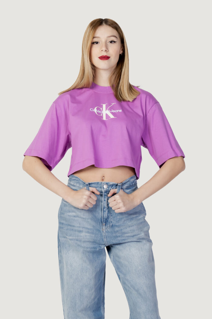T-shirt Calvin Klein ARCHIVAL MONOLOGO CR Lilla