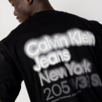 T-shirt Calvin Klein Jeans BLURRED COLORED ADDR Nero - Foto 5