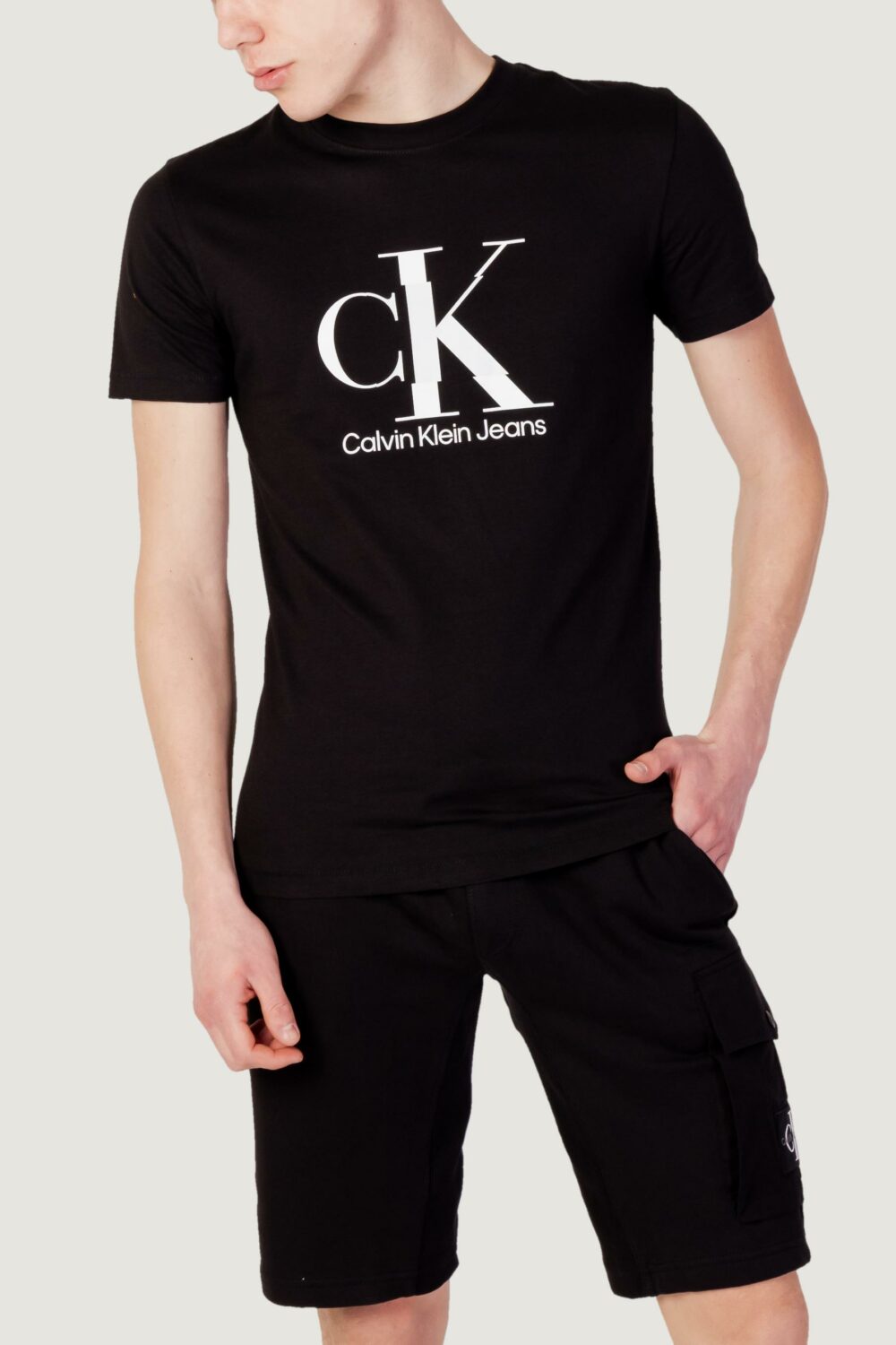 T-shirt Calvin Klein Jeans DISRUPTED MONOLOGO T Nero - Foto 5