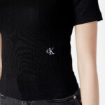 T-shirt Calvin Klein Jeans SHINY RIB HIGH NECK Nero - Foto 2