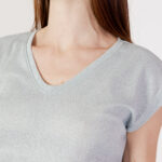 T-shirt Only ONLSILVERY S/S V NECK LUREX TOP JRS NOOS Blu Chiaro - Foto 2