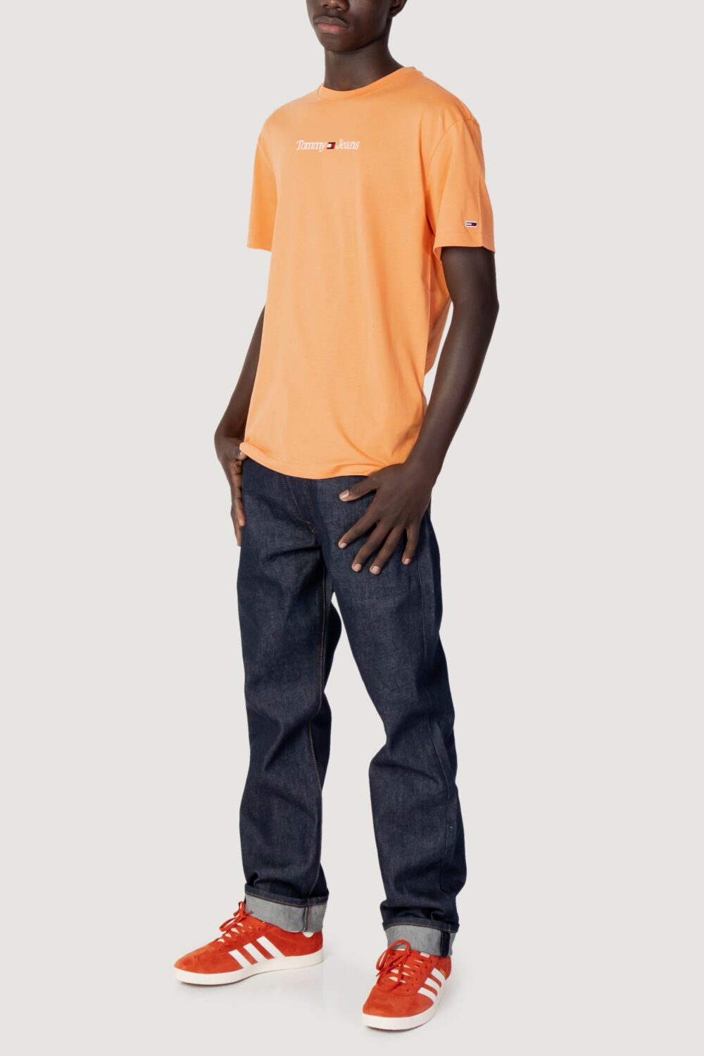 T-shirt Tommy Hilfiger Jeans TJM CLASSIC LINEAR L Arancione - Foto 3