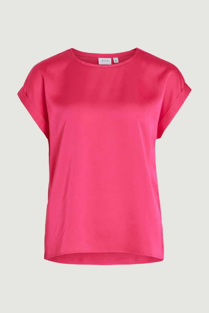 T-shirt Vila Clothes VIELLETTE S/S SATIN TOP/SU – NOOS Fuxia – 62969