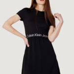 Vestito midi Calvin Klein Jeans LOGO ELASTIC DRESS Nero - Foto 1