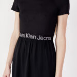 Vestito midi Calvin Klein Jeans LOGO ELASTIC DRESS Nero - Foto 4