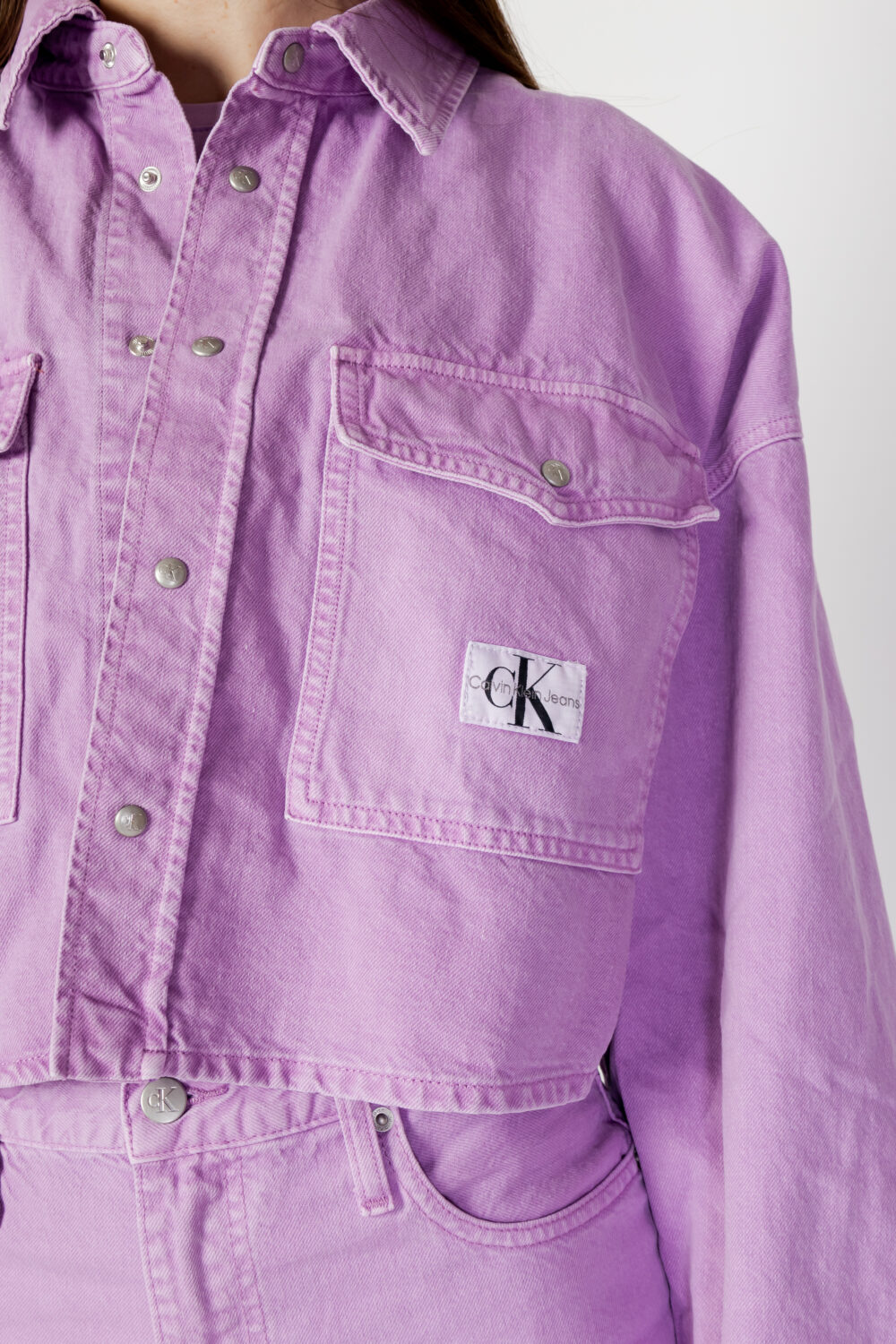 Giacchetto Calvin Klein Jeans EXTREM OVERSIZE CROP Lilla - Foto 4