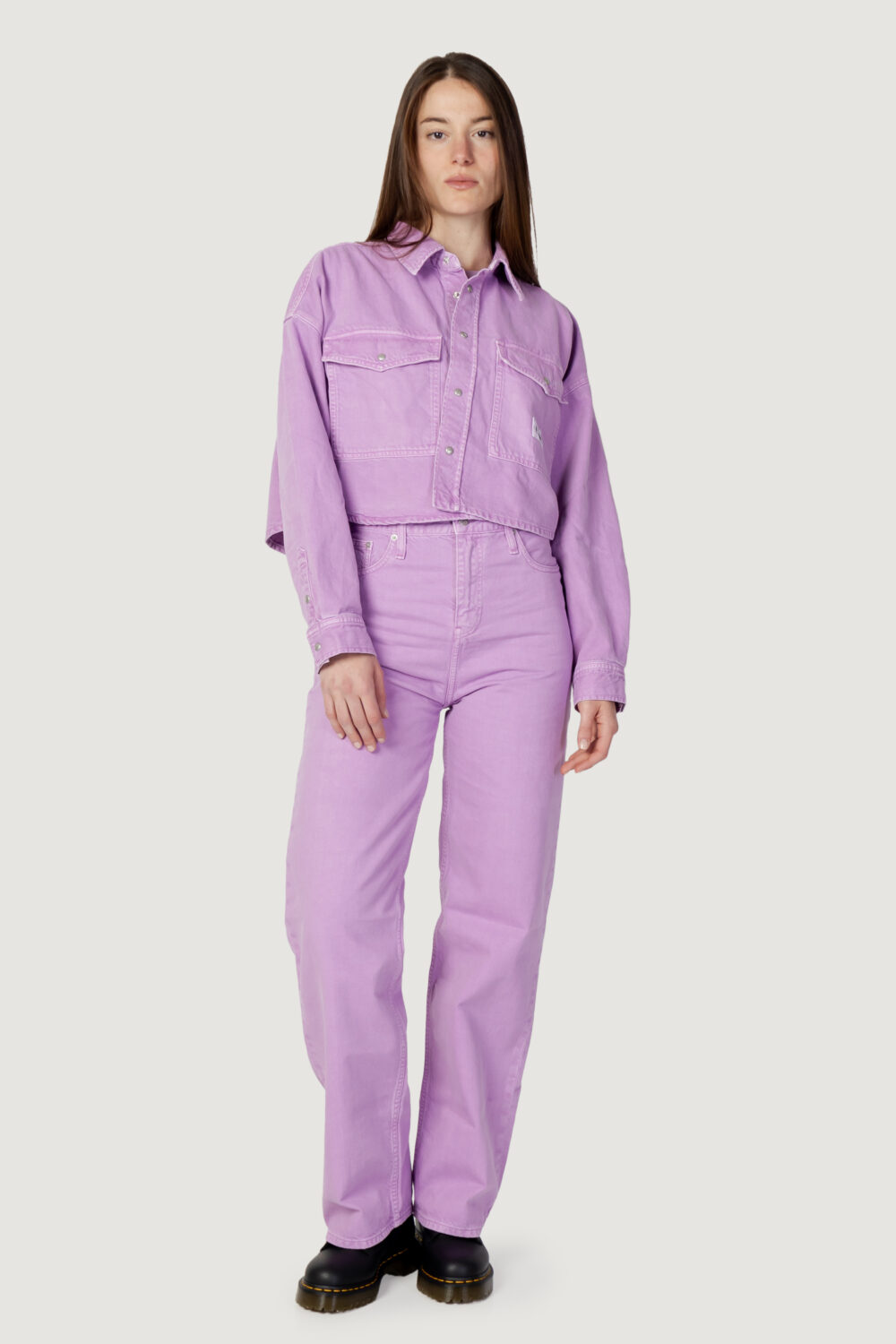 Giacchetto Calvin Klein Jeans EXTREM OVERSIZE CROP Lilla - Foto 5