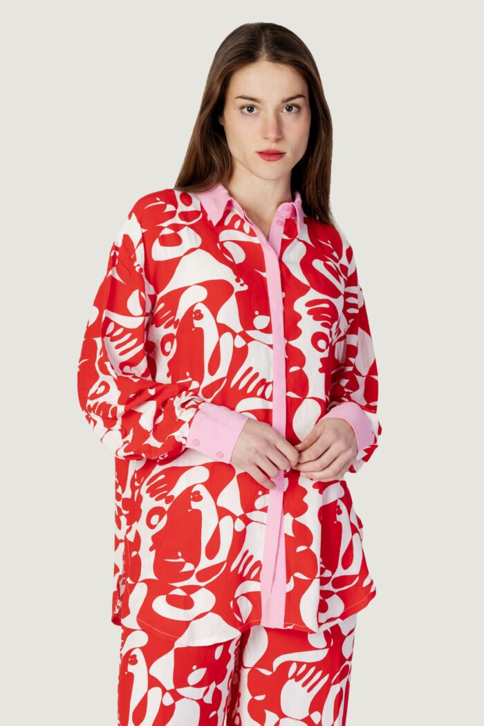 Camicia manica lunga Vila Clothes VIKIKKI MAT L/S OVERSIZE LONG Rosso