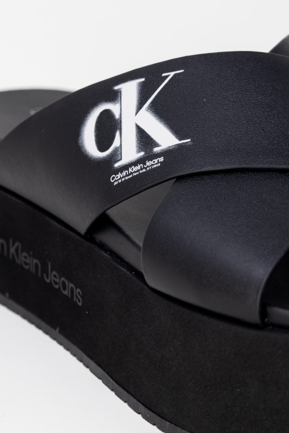Ciabatte con fascia Calvin Klein Jeans FLATFORM CRISSX LTH Nero - Foto 2