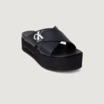 Ciabatte con fascia Calvin Klein Jeans FLATFORM CRISSX LTH Nero - Foto 3